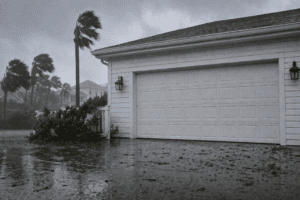 Charleston, SC, garage door in hurricane weather